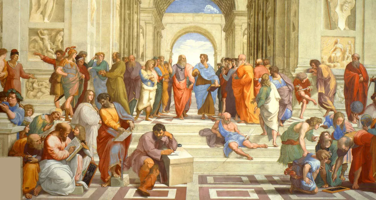 Das Fresko 'Die Schule von Athen' des Malers Raffael. Foto: Wikimedia (gemeinfrei) Das Fresko 'Die Schule von Athen' des Malers Raffael. Foto: Wikimedia (gemeinfrei)