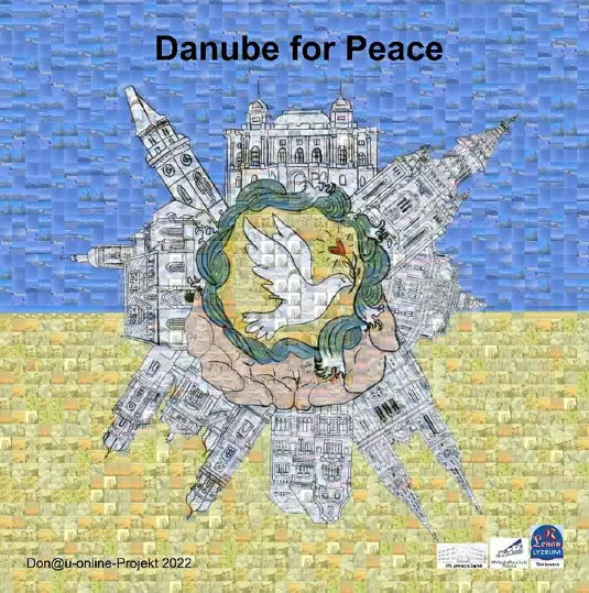 Viele einzelne Fotos der Schüler:innen ergeben das Mosaik der Abschlussfolie